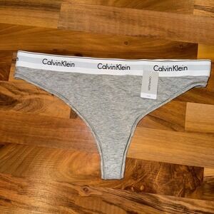 Calvin‎ Klein Thong Heather Gray White Logo Waistband Underwear